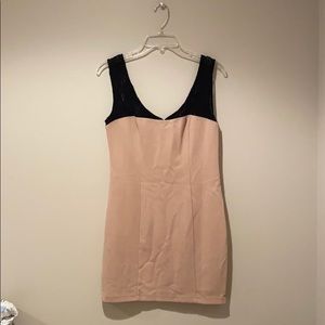 Blush Pink and Black Dress w Lace Detail